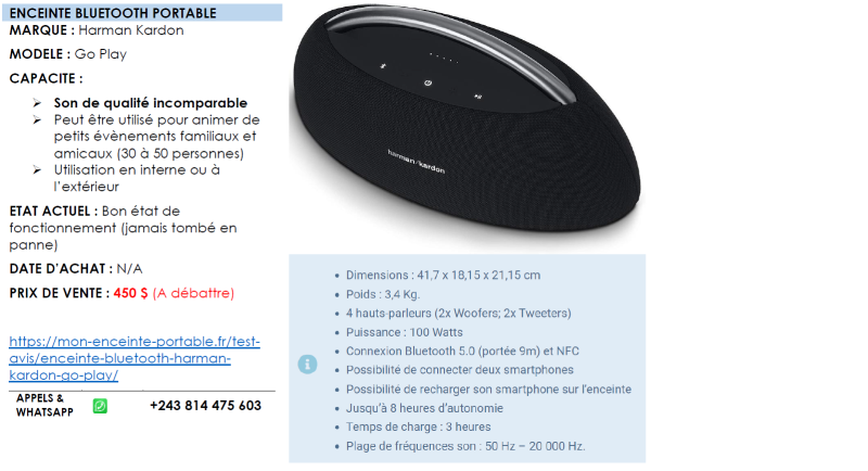 Bluetooth Speaker Harman Kardon 100w